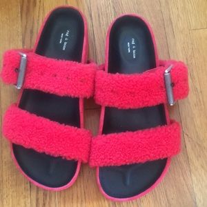 Rag & Bone red shearling slides/sandals *worn once